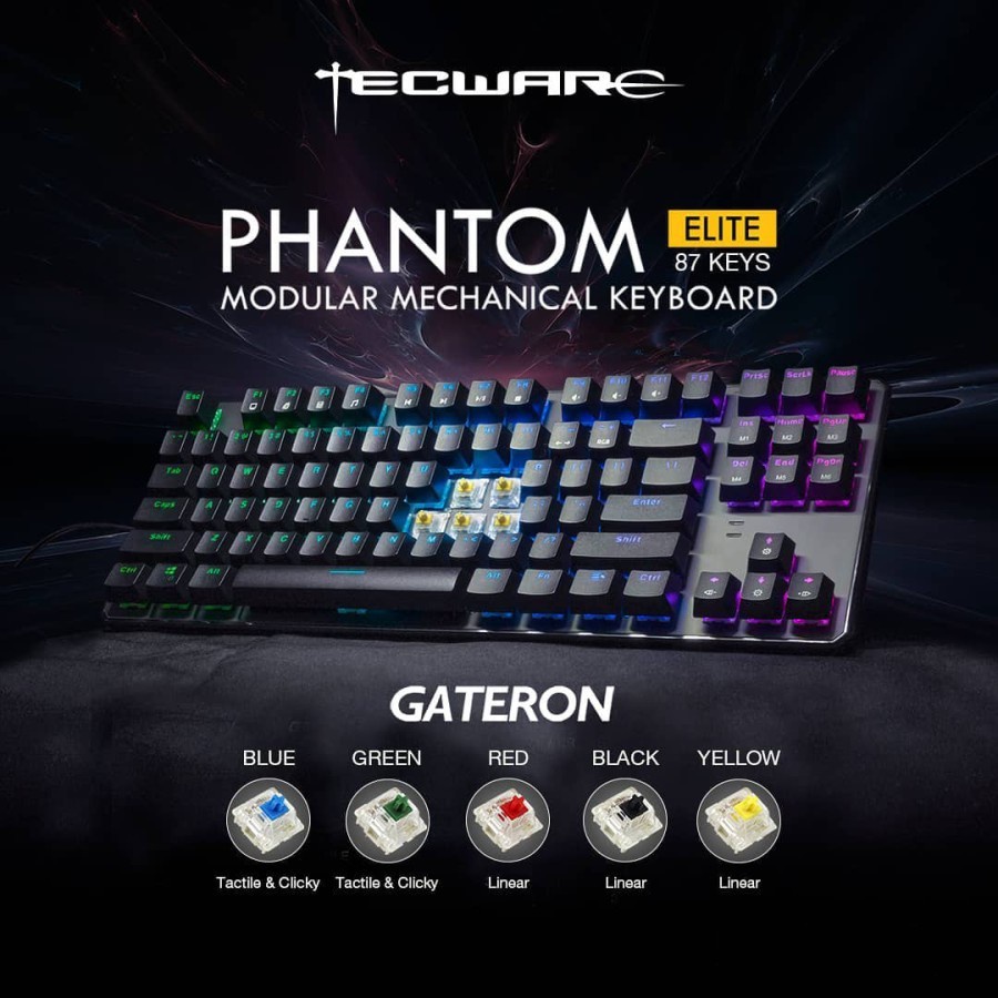 Tecware Phantom Elite 104 Keys RGB - Mechanical Gaming Keyboard - Gateron Black