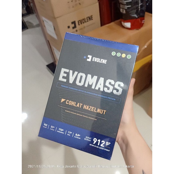 EVOLENE Evomass Gainer 912 gram 2lbs | Evo Mass BPOM HALAL MUI evomas PREVO