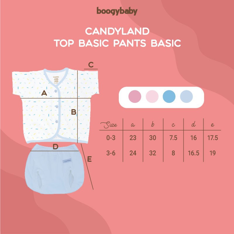 Makassar ! New Boogybaby Candyland Top Basic + Pants Basic 3-6 Bulan ( 2 PCS )