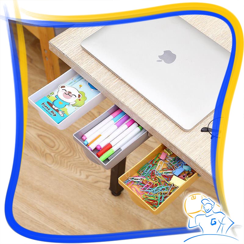 Rak Laci Tambahan Tempel Bawah Meja Under Table Drawer Storage Box