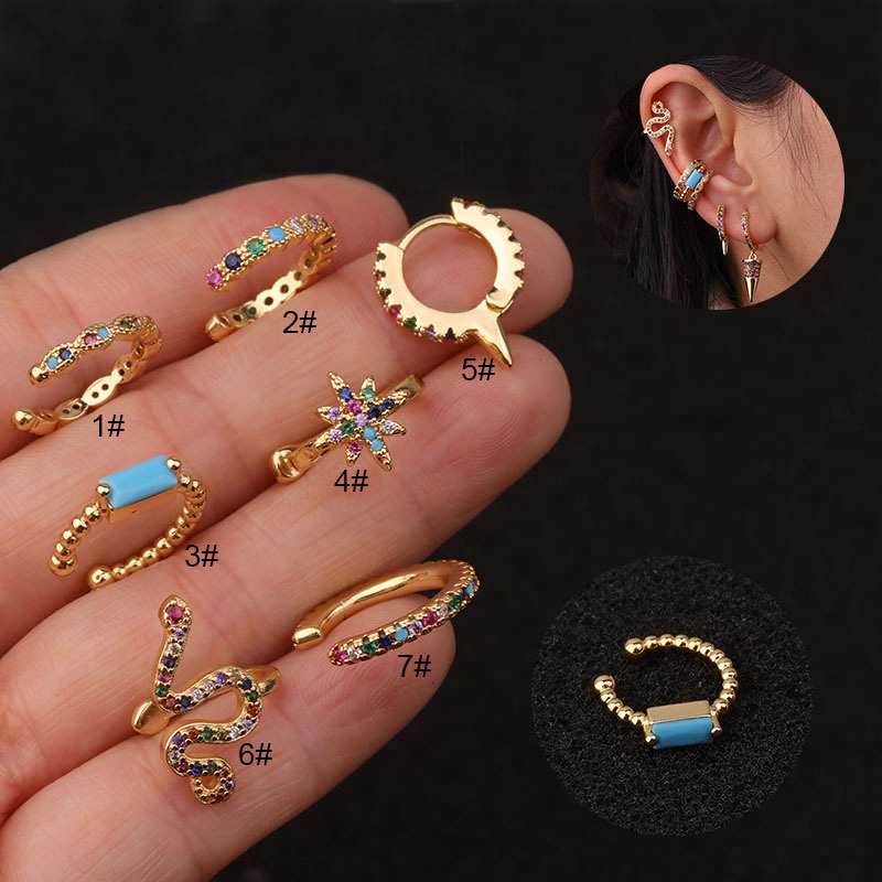 1Piece Stainless Steel Zirconia Helix Earring Clip Cartilage Tragus Screw Adjusted Ear Ring