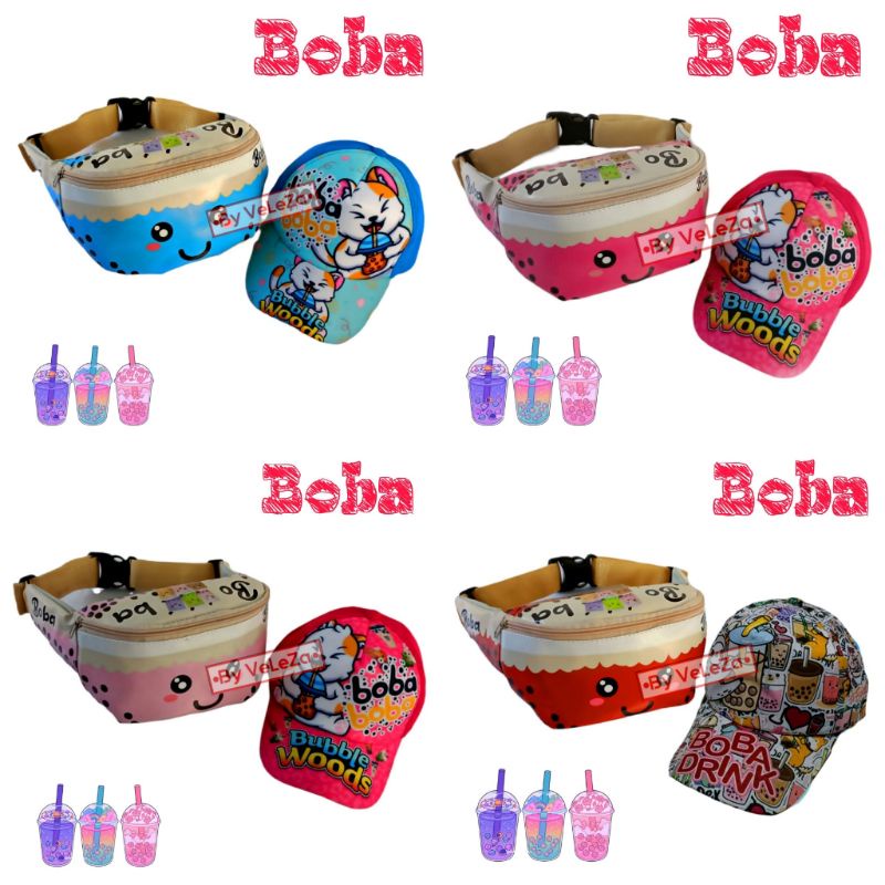 waistbag anak karakter Boba 2in1 - tas + topi