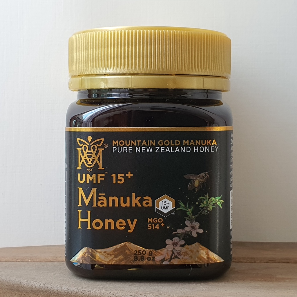 

PROMO Mountain Gold Manuka Honey UMF 15+, 250g / 110g Madu Manuka, Madu New Zealand