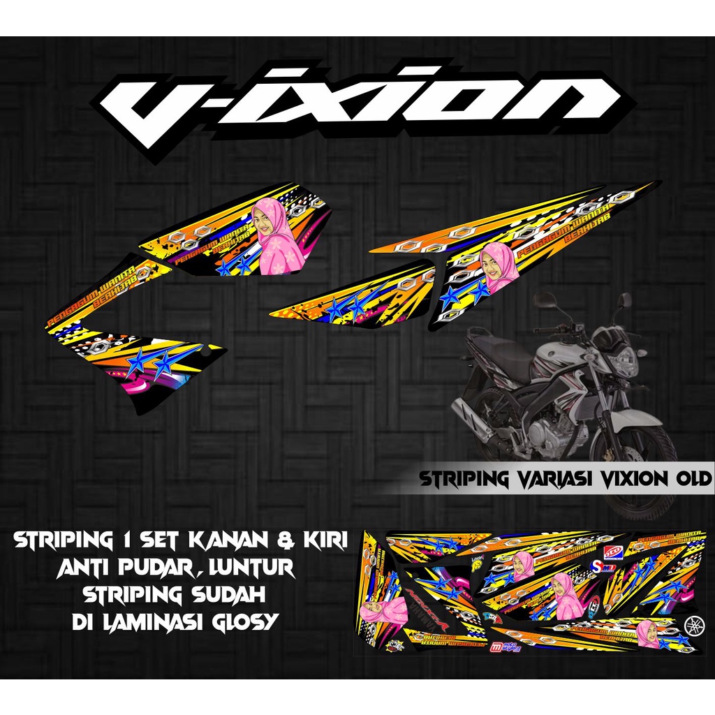 STRIPING STICKER VARIASI VIXION OLD WANITA HIJAB