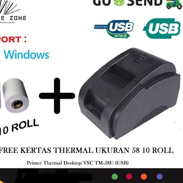 

➭ MINI POS PRINTER KASIR THERMAL VSC TM-58U 58MM + 10 ROLL THERMAL 58 ☎