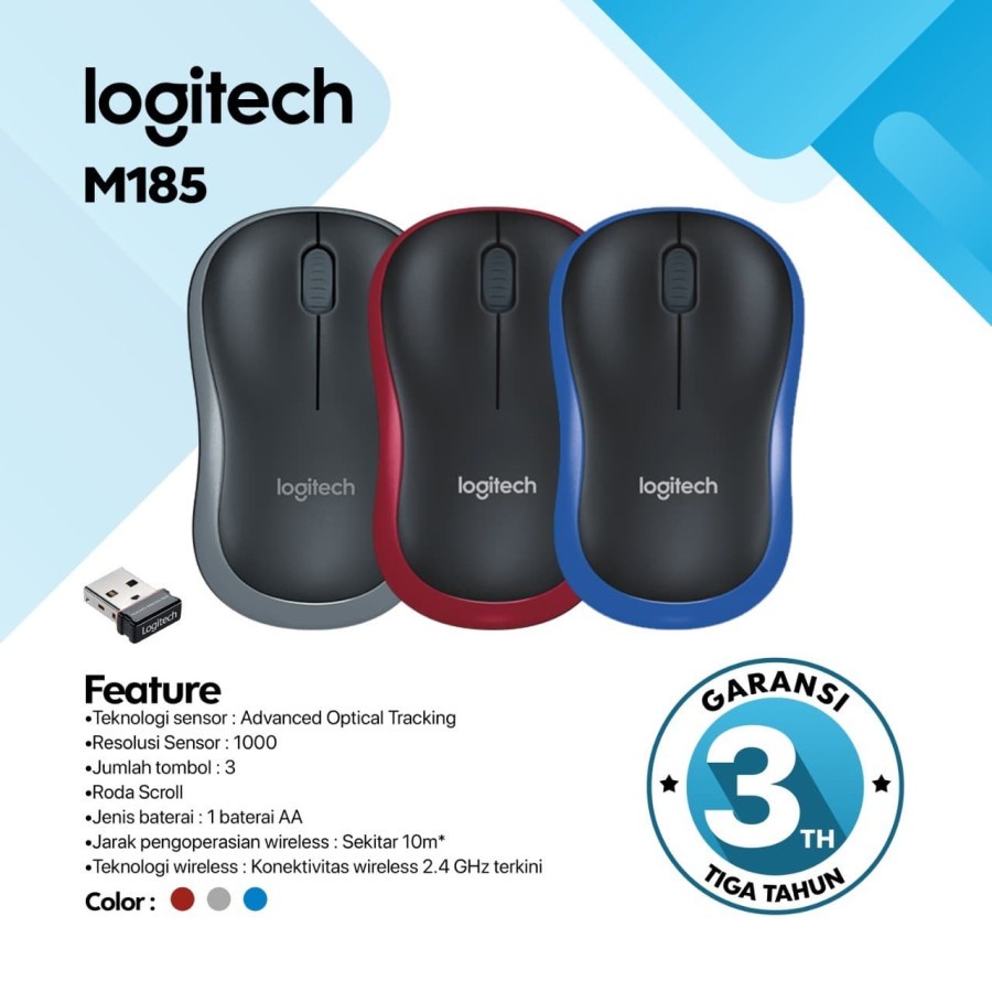 Mouse Wireless | Logitech M185 Wireless Mouse - Garansi Resmi 3 Tahun