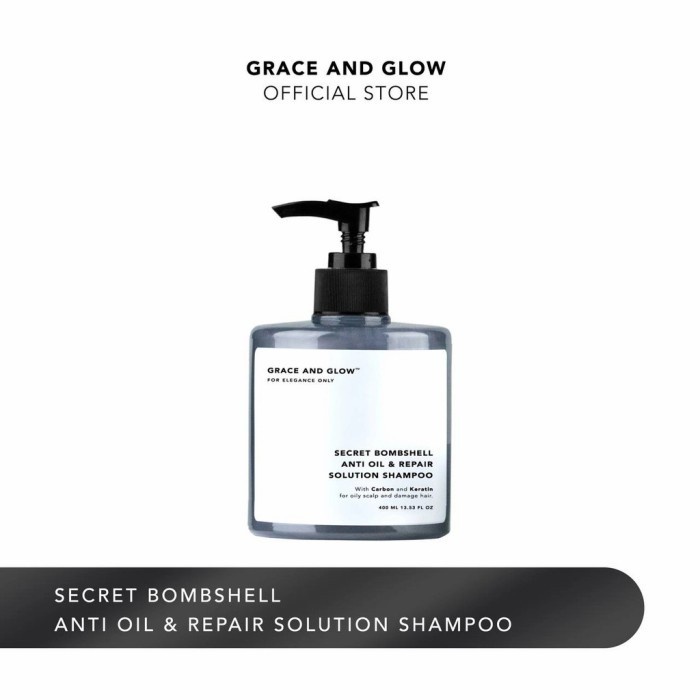 ✨ AKU MURAH ✨Grace and Glow Secret Bombshell Anti Oil and Repair Solution Shampoo 400 ml