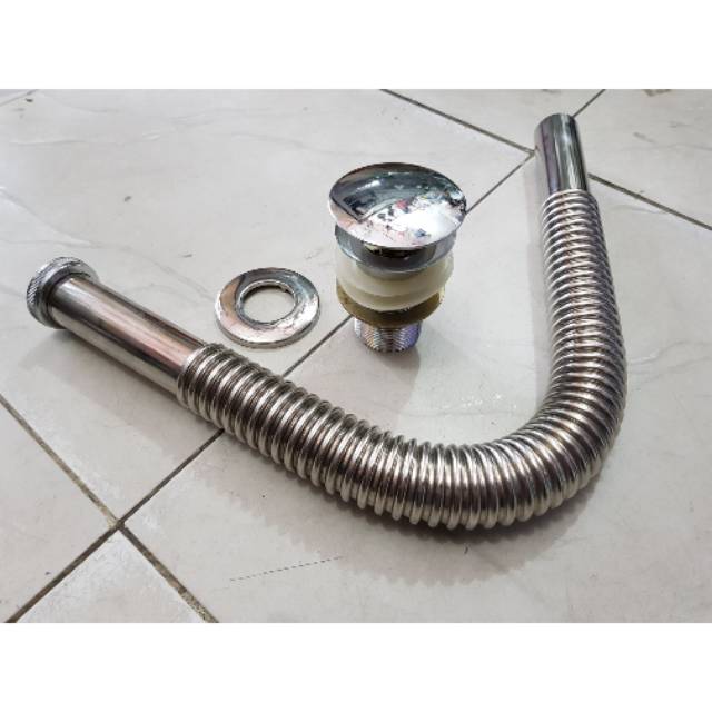 Afur tekan wastafel dan selang wastafel stainless