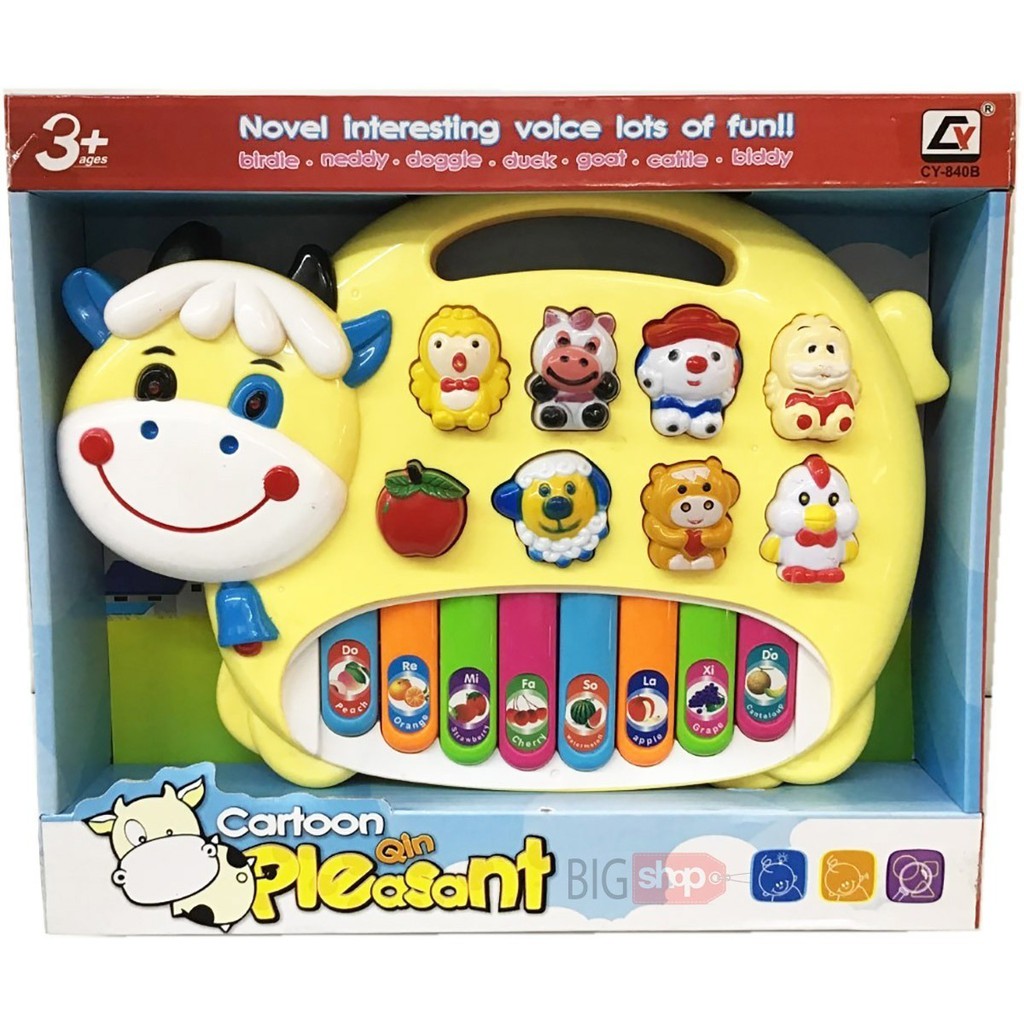 Mainan Anak Musik Piano Animal Sapi Cartoon Pleasant Cow CY-840B