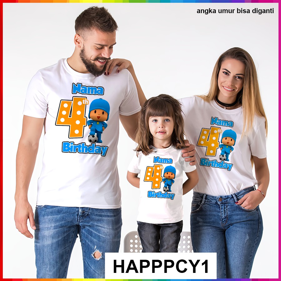 [FREE NAMA!!] Baju Kaos COUPLE  ANAK DAN DEWASA POCOYO BANYAK MOTIF