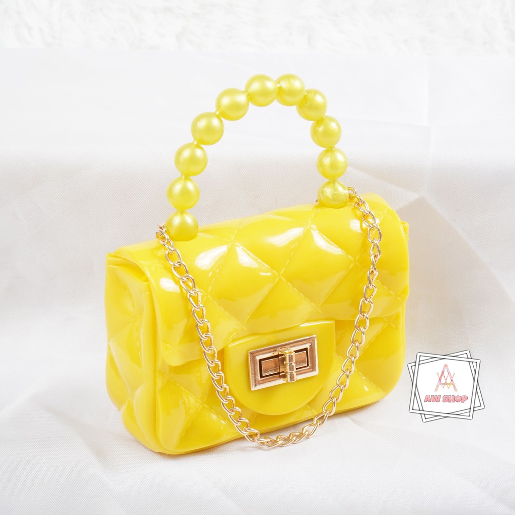 Tas Jelly Glossy Mini Pearl Warna | Tas Glossy Mutiara Warna | Tas Jelly Mini Rubber Warna