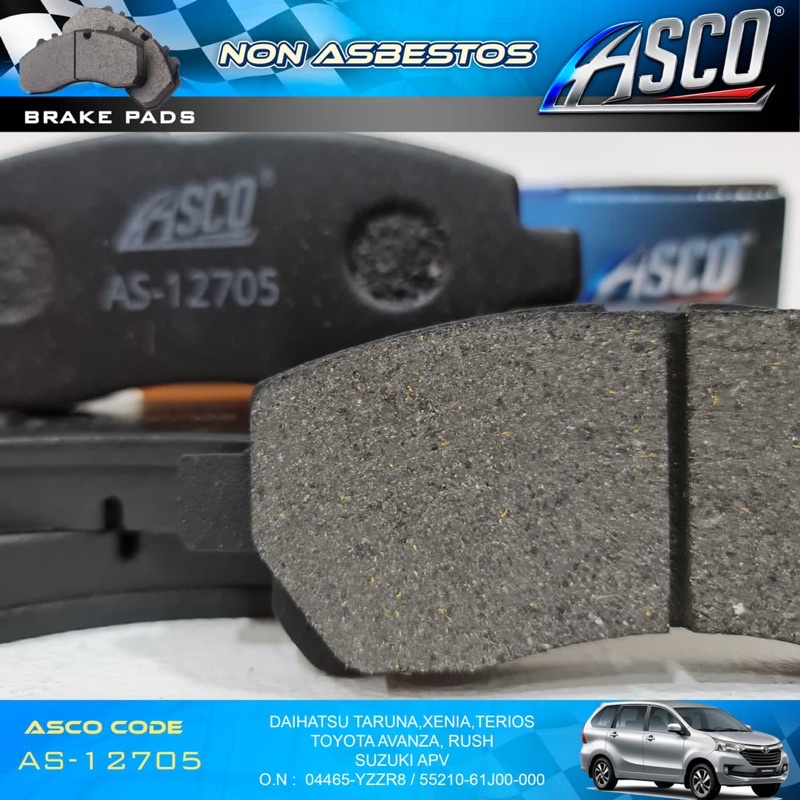 Brake Pad Depan Set Avanza Xenia Terios Rush APV ASCO Part No : AS-12705