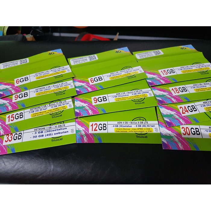 PERDANA THREE AON LTE 1 GB + BONUS 1 GB LTE ( JARINGAN 4G )