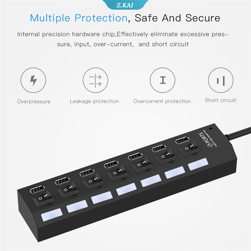 Hub Splitter Power Adapter Mini 4 / 7 Port USB 2.0 Multi USB Untuk PC / Laptop