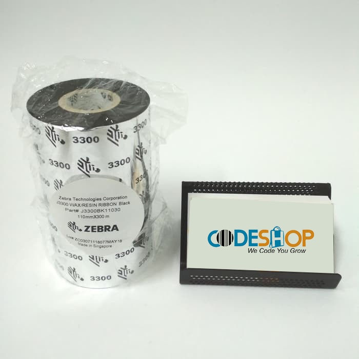 Ribbon Barcode Zebra J3300 Original Wax Resin 110 mm x 300 M