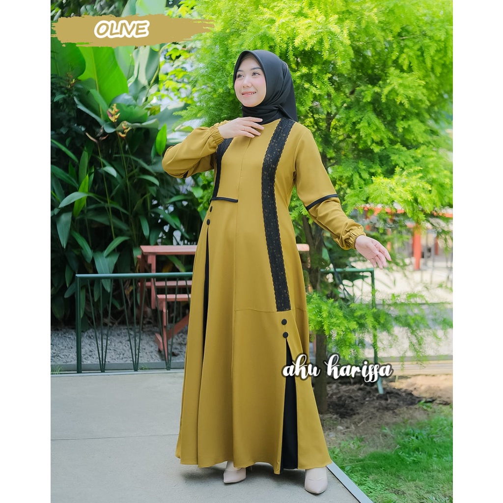 Shanza YUFA aku karissa renda dress itycrepe gamis wanita kekinian original