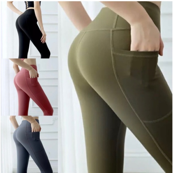 Legging Olahraga Wanita Celana Senam Gym Fitnes Model Kantong Wsm 863