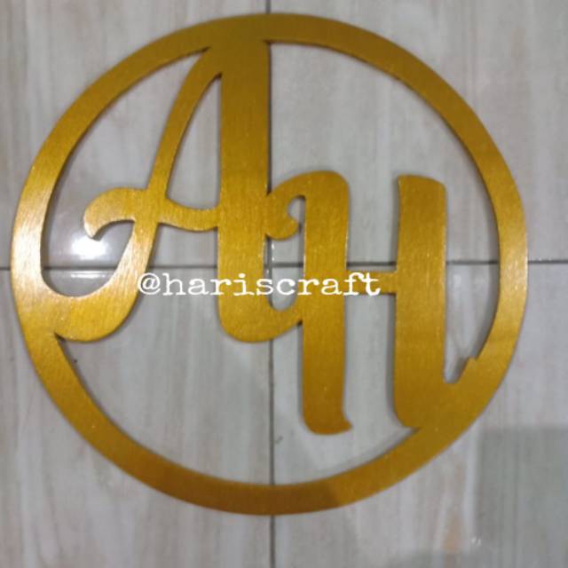 Huruf lingkar kayu 2 huruf/dekorasi backdrop murah