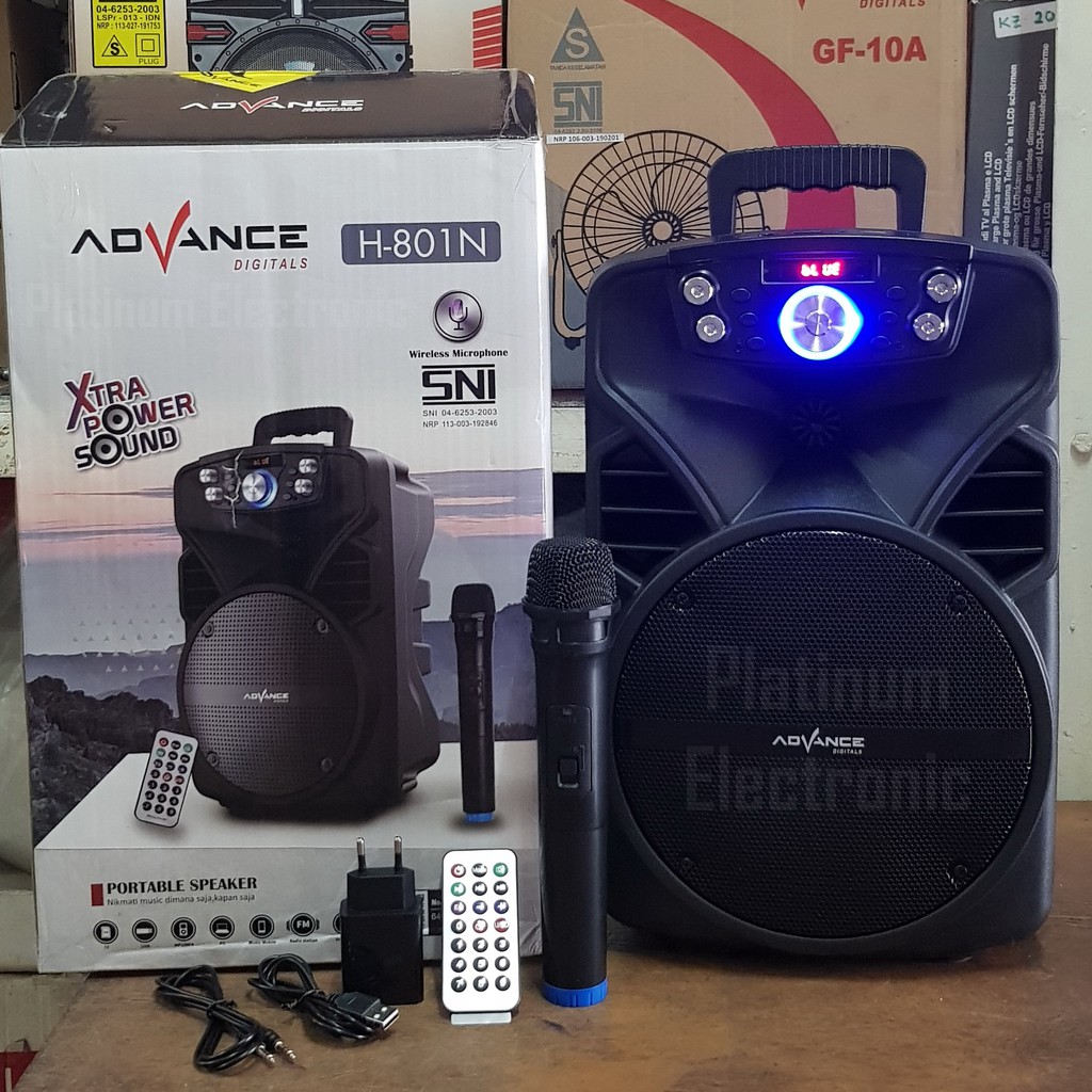 Speaker Aktif Portable 8" ADVANCE H801N + Mic Wireless Karaoke Sound Meeting 8 inch