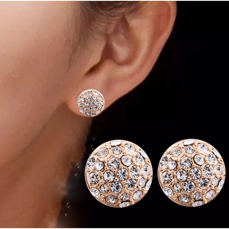 Korean fashion full diamond round earrings ladies earrings jewelry factory wholesale