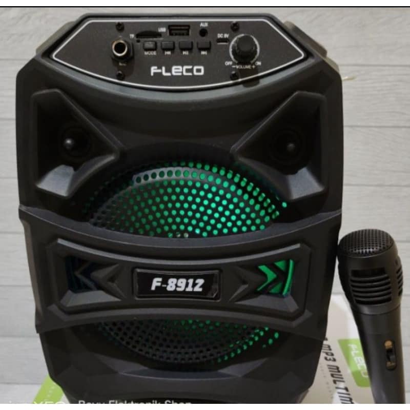 Speaker Bluetooth 8' Inchi Fleco F-8911 / F-8912 Bonus Mic karaoke Super Bass