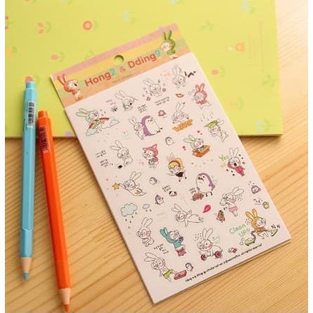 KAWAII Diary Deco Stickers - Two Funny Rabbit (6pcs)