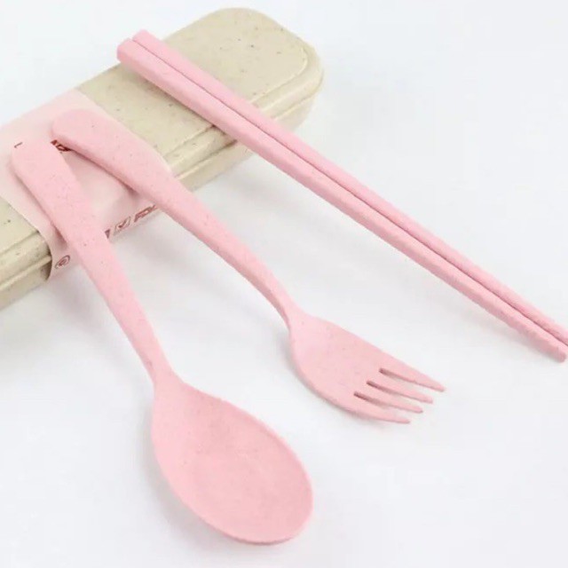 Wheat Fiber Flatware/ Travel Cutlery Set / Travel Eatery Set / Sendok Garpu Dan Sumpit Set