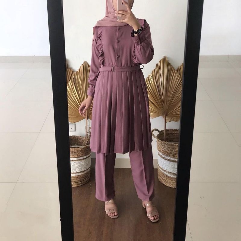 Hika Setelan Wanita - One Set Wanita - Baju Setelan Wanita- Setelan Muslim Wanita - Set 2in1