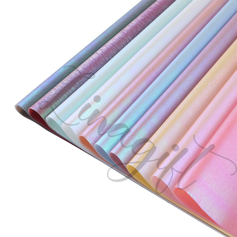 ( 5 Lembar ) PEARL METALLIC COLOR - FLOWER WRAPPING PAPER PLASTIC PEARL SERIES CELLOPHANE RAINBOW COLOR HOLOGRAM WATERPROOF KERTAS BUNGA BUKET/ FLORIST