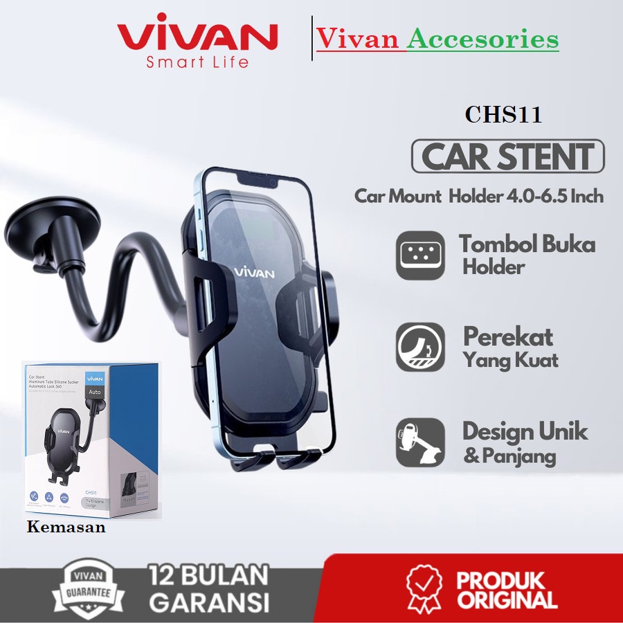 Vivan CHS11 Car Mount Phone Holder Mobil Rotasi 360° for 4 s/d6.5 Inch