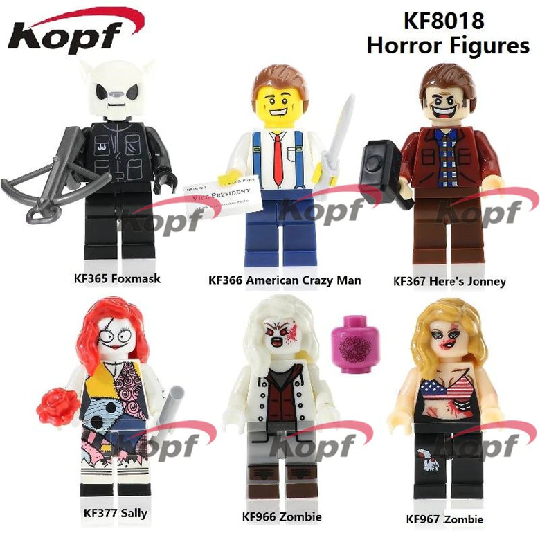Mainan Lego Anak KF8018 The Horror Theme Movie Figures American Crazy Man Foxmask Sally Zombie