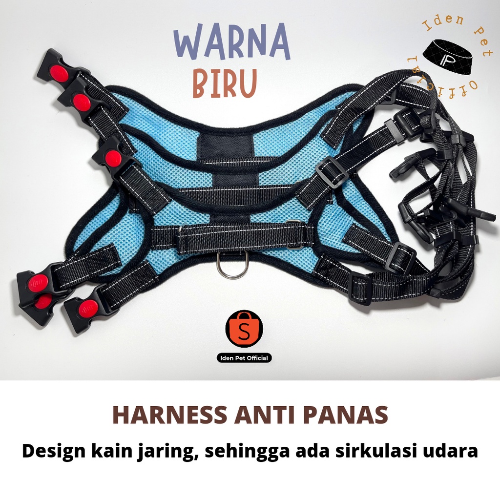 Dog Harness Harnes Anjing Besar Rompi Tuntun Herness Kecil Anti Panas Bahan Jaring