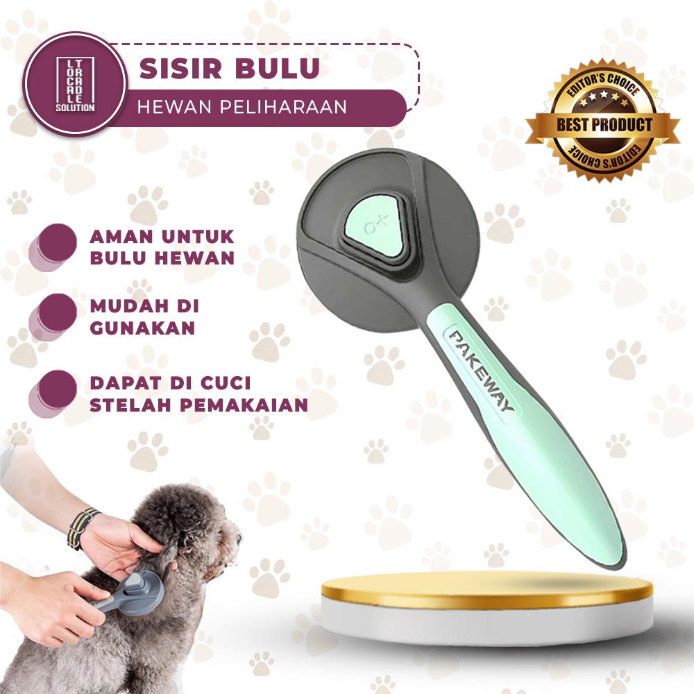 Sisir Bulu Anjing Kucing Anabul Otomatis PAKEWAY Grooming Brush Hair Removal Comb Slicker Brush