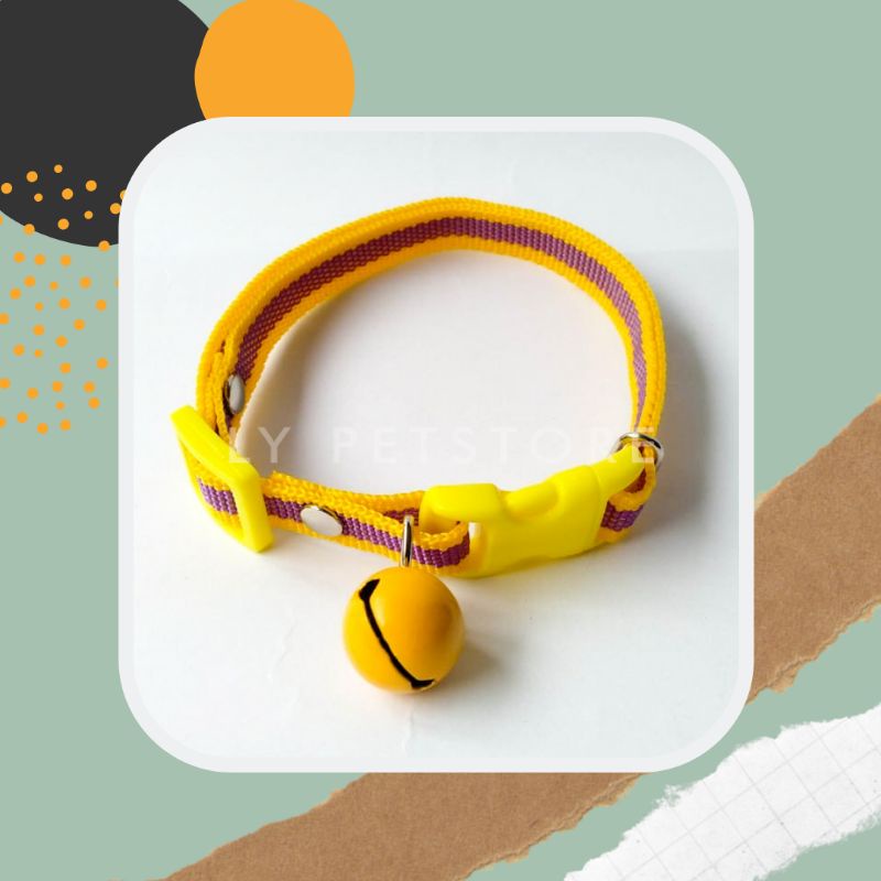 Kalung Kucing Lonceng Tali Webing Strip | ELYE STORE