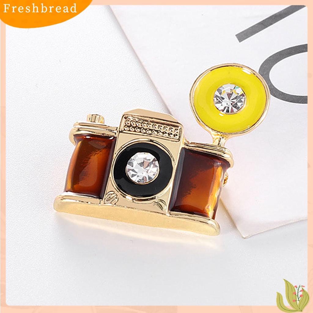 Fresh| Bros Pin Enamel Bentuk Kamera Warna Coklat Gaya Retro Untuk Aksesoris Pakaian