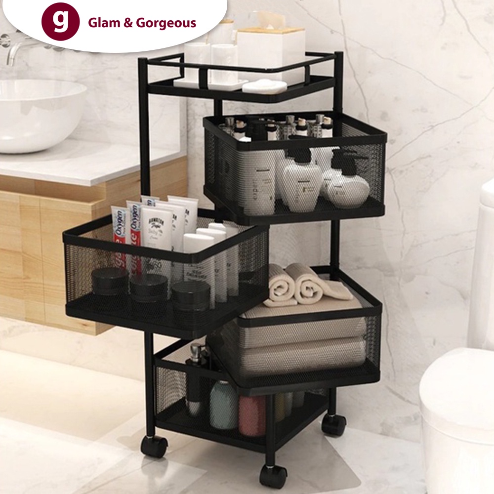 Cadillac Paxton Troli Serbaguna Metal Storage Rack Rak Dapur Kamar Mandi - CDLC006