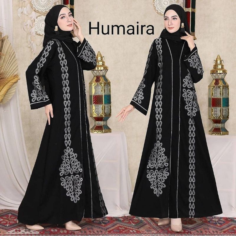 NEW EXCLUSIVE ABAYA GAMIS HITAM BORDIR BUNGA HUMAIRA BY GAMIS HITAM bisa cod