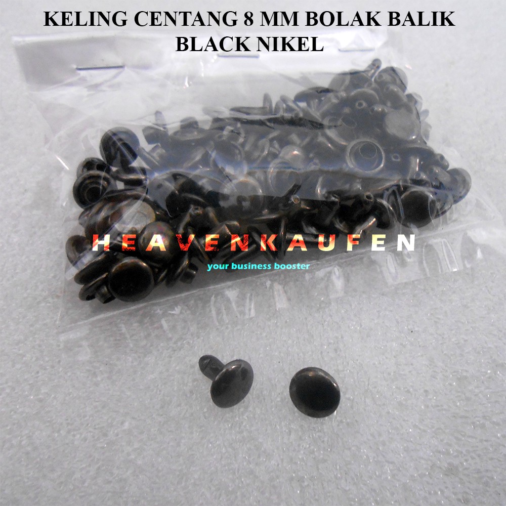 Jual Paku Keling Rivet Centang / Gepeng Black Nikel Hitam 8 mm Bolak