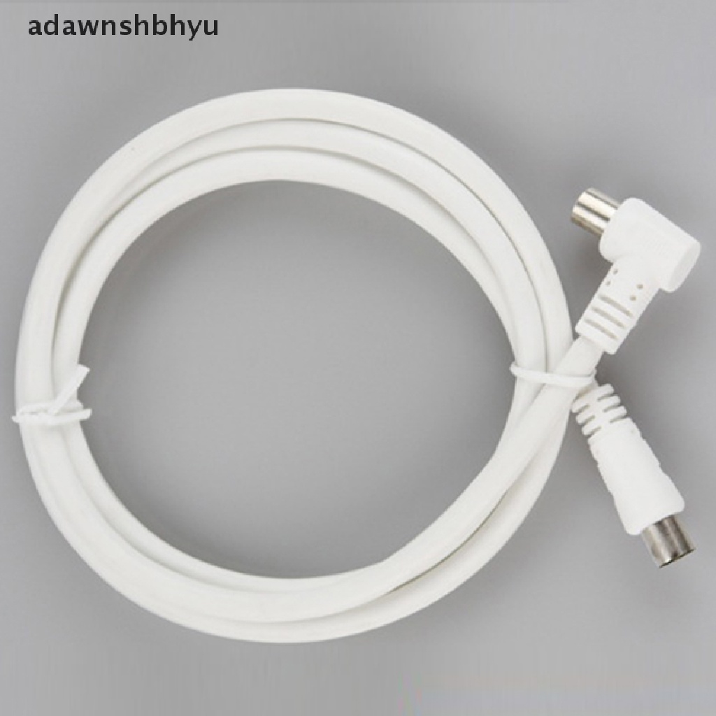 Adawnshbhyu 2M Meter Sudut Kanan Siku RF TV Aerial Lead Cable Male to Coax Coaxial White