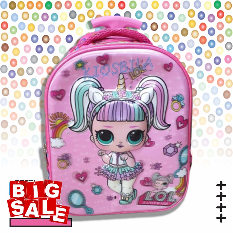 QJ17 Ransel Tastroli Anak Sekolah Perempuan Tas Troli Anak Tk Sd Trolley Ransel Set Koper