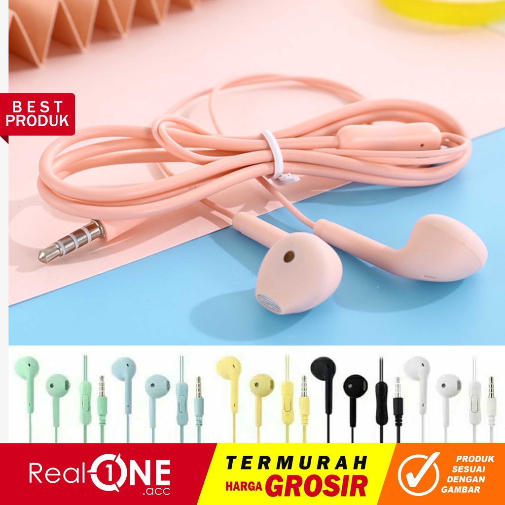 Headset macaron u19 handsfree colour earphone music trendi microphone - realoneacc