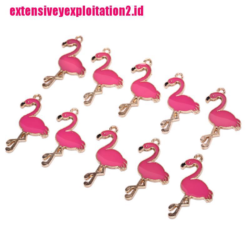 &lt; E2id &amp; &gt; 10PCS / Lot Charms / Charms / Pedants Bentuk Flamingo Bahan Alloy Untuk DIY Perhiasan