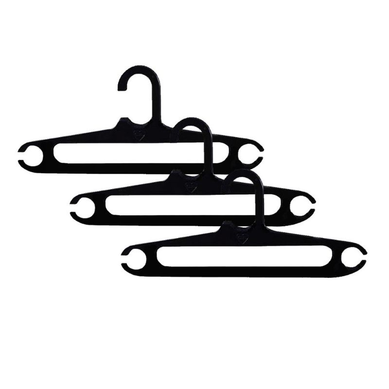 12 pcs Gantungan Baju Plastik Hitam Flat Kuat - Hanger Laundry Hanger / Gantungan Baju hitam gepeng ovo / hanger grosir