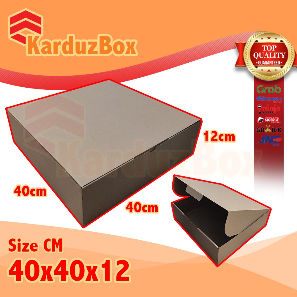 

40x40x12 kotak Kardus Packing Box Pizza, box hampers, box kado, kardus diecut polos