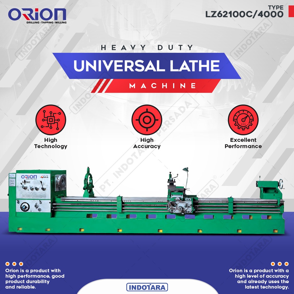 Mesin Bubut Besi Logam / Universal Lathe Machine Orion - LZ62100C/4000
