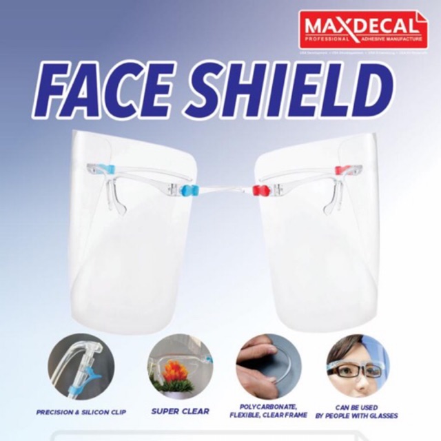maxdecal ready  face shield kacamata mika 0 4mm tebal   anti droplet ringan   nyaman nagita jokowi