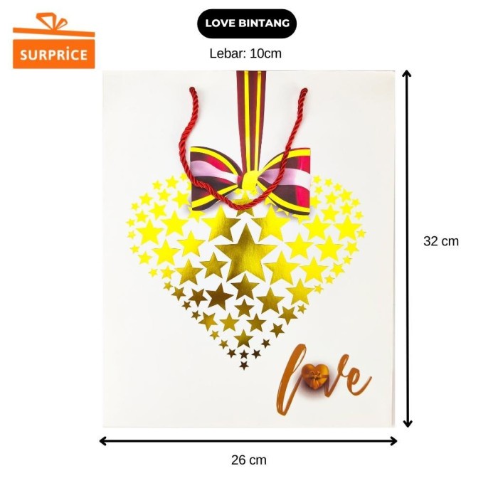

Terlaris Paper Bag Corak Ukuran 32x26cm / Paper Bag Kado / Goodie Bag - Love Bintang