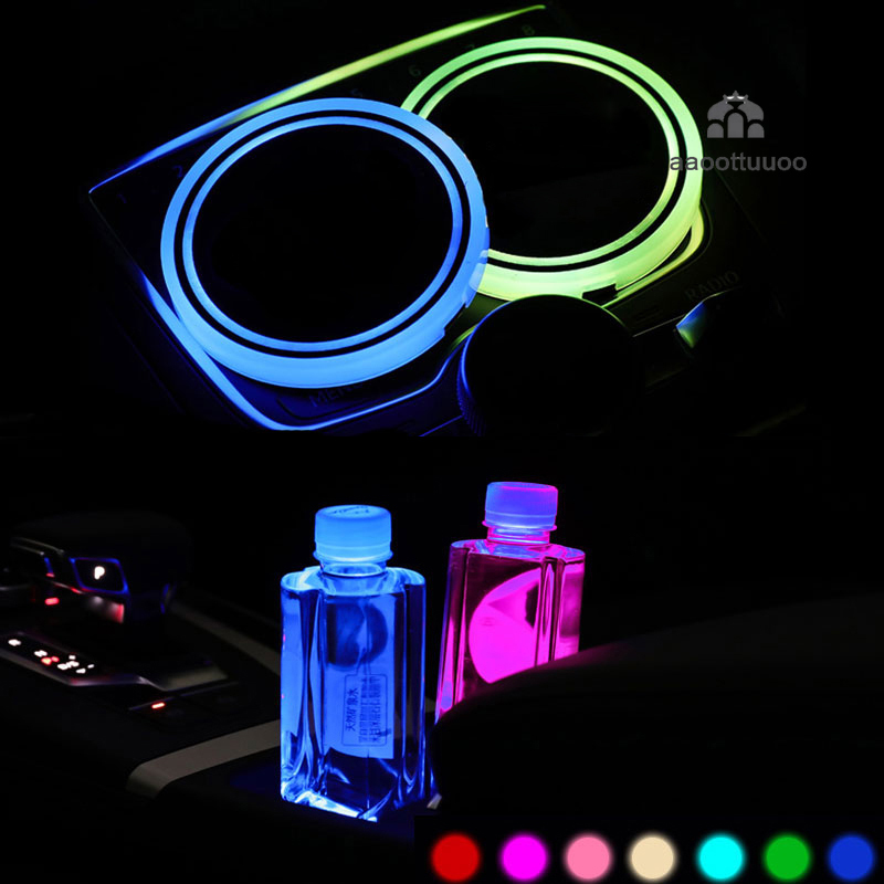 2pcs Cup Holder Dengan Lampu Led Penuh Warna Untuk Mobil