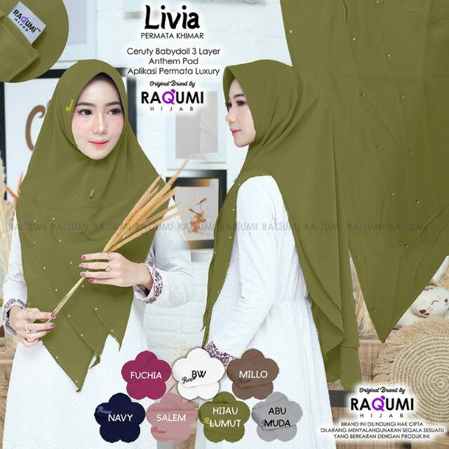 ori raqumi hijab - livia permata khimar bahan ceruty babydoll 3 layer cantik banget
