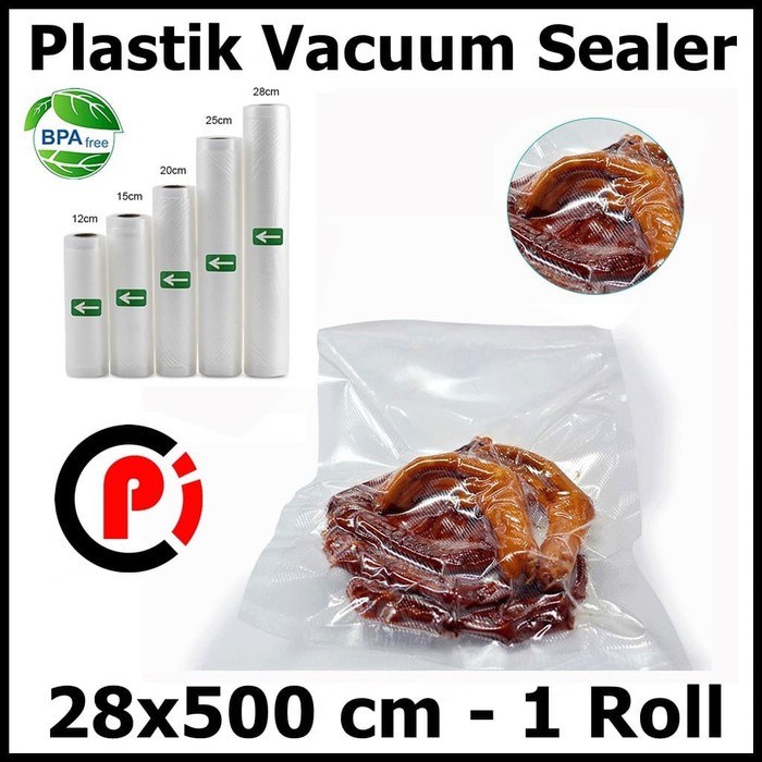 Kantong Plastik Vacuum Sealer Storage Bag 28x500cm 1 Roll Transparent